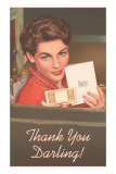 Thank You Darling, Woman with Card and Case Prints