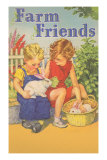 Farm Friends, Children with Rabbits Posters