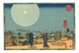 Japanese Woodblock, Street Scene at Night Prints