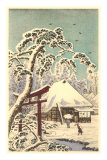 Winter Scene at Japanese Temple Prints