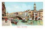 Tableau représentant le pont Rialto, Venise, Italie Affiches