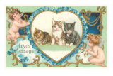 Victorian Kittens and Cupids, Love's Message Prints