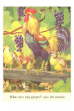 Rooster with Grapes Print
