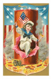 4th of July, Sailor Boy Jumping out of Rocket Poster