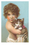 Child with Kitten Print