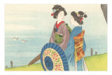 Two Geishas by Lake Prints