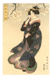 Japanese Woodblock, Woman in Breeze Posters