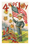 4th of July, Boy with Flag Posters