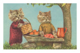 Dressed Kittens at a Picnic Posters