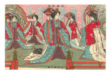 Japanese Woodblock, Women with Fans Posters