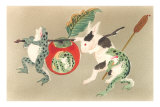 Frogs and Rabbit Carrying Palanquin Posters