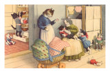 Cartoon Cats Playing House Posters