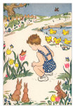 Child with Ducklings, Rabbits and Tulips Pósters Child with Ducklings, Rabbits and Tulips Pósters