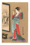 Geisha arrangeant sa coiffure Posters