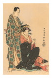 Japanese Woodblock, Man with Geisha Prints