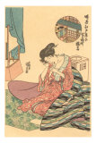 Japanese Woodblock, Woman Combing Hair Prints