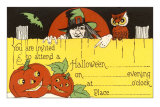 Halloween Party Invitation, Witch, Jack O'Lanterns Photo