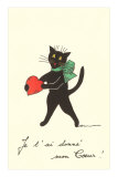 Black Cat with Heart, French I've Given You My Heart Fotografia Black Cat with Heart, French I've Given You My Heart Fotografia