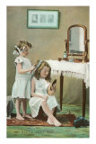 A Little Ladies' Maid, Girls at Toilette Print