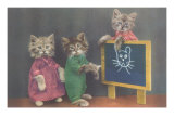 Dressed Kittens at School Posters