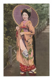Geisha with Parasol Kunstdrucke