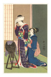 Geisha Being Dressed Posters