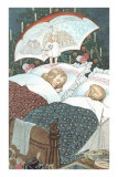 Sleeping Children with Umbrella Photo