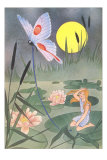 Girl on Lily Pad Watching Butterfly Pósters