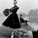 Skater in a Digby Morton Fur Trimmed Velvet Coat and Michael Bentley in the Background, 1955 Reproduction procédé giclée par John French