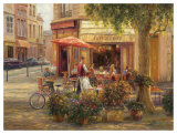 Cafe Corner, Paris Print by Haixia Liu