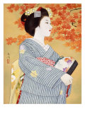 Maiko the Autumn Leaves Lámina giclée por Goyo Otake