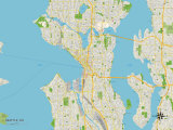 Political Map of Seattle, WA Posters