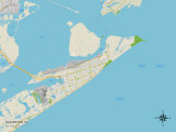 Political Map of Galveston, TX Prints