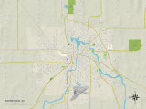 Political Map of Watertown, WI Prints