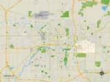 Political Map of Lansing, MI Prints