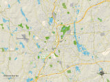 Political Map of Worcester, MA Posters
