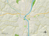Political Map of Zanesville, OH Prints