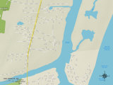 Political Map of Sea Breeze, NC Print