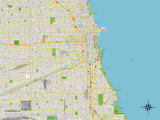 Political Map of Chicago, IL Prints