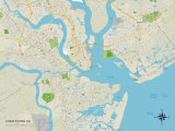 Political Map of Charleston, SC Posters