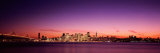 Suspension Bridge with City Skyline at Dusk, Bay Bridge, San Francisco Bay, California Photographic Print by Panoramic Images 