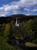 Church Near a Stream, Stowe, Lamoille County, Vermont, USA Photographic Print