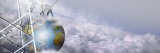 Construction Workers Attaching a Crane to Earth with Clouds Photographic Print by Panoramic Images 