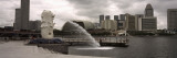 Fountain with Office Buildings in Background, Merlion Statue, Merlion Park, Singapore River Lámina fotográfica por Panoramic Images