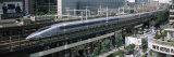 300 Series Shinkansen Train Leaving Railroad Station, Tokyo Prefecture, Kanto Region, Honshu, Japan Fotografie-Druck von Panoramic Images 