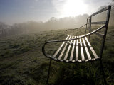 Shropshire, Ludlow, Wrought Iron Benches on Whitcliffe Common on a Misty Spring Morning, England Photographic Print by Mark Hannaford