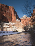 Utah, Zion National Park, Landscape by the North Fork Virgin River, Winter, USA Photographic Print by Walter Bibikow