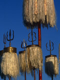 Khentii Province, Tridents Hoisted to Celebrate the Name of Genghis Khan, Mongolia Photographic Print by Paul Harris