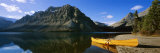 Canoe at the Lakeside, Bow Lake, Banff National Park, Alberta, Canada Fotografisk tryk af Panoramic Images
