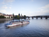 Tour Boat on Vltava River, Prague, Czech Republic Photographic Print by Jon Arnold